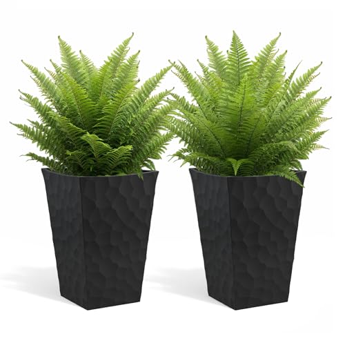 Stone Tapered Planter Set of 2 (Stone-Look / Graphite)