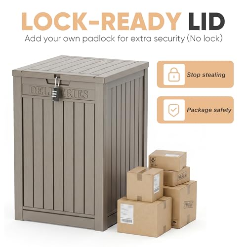 56 Gal Waterproof Outdoor Storage Box UV Resistant Deck Box (Grey / 56 Gallon)