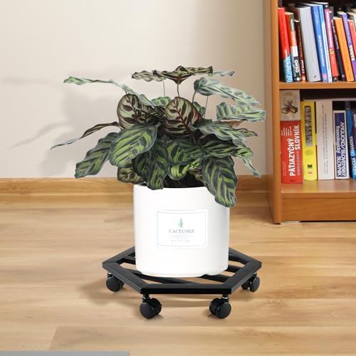 2 Packs 13 inches Large Metal Plant Caddy with Wheels Rolling Plant Stands Heavy (2 Count)