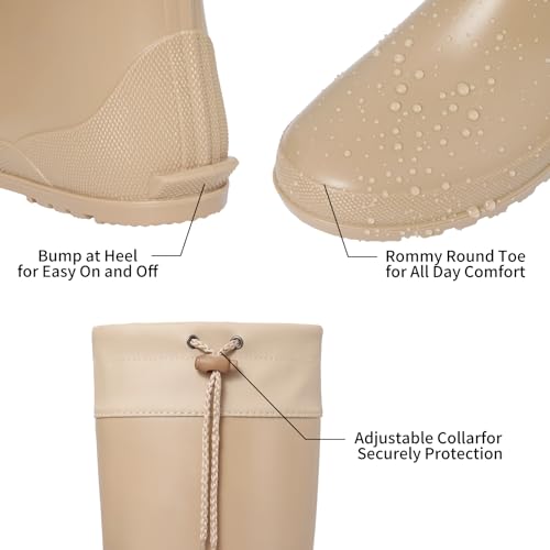 Women's Packable Tall Rain Boots Ultra Lightweight Garden Boots (9-9.5 / Khaki)