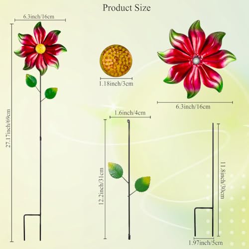 4 Packs Metal Flowers Wind Spinners Outdoor (Flowers-gradient)
