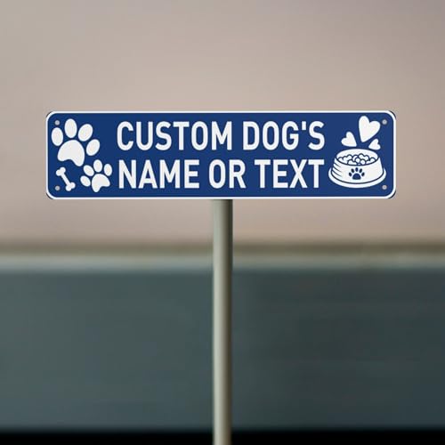Custom Vintage Metal Sign Personalized Pet's Home Sign with Pet Name Paw Print Text Logo Rust Free Fade Resistant Home Outdoor Wall Signs (Pet's house Sign)