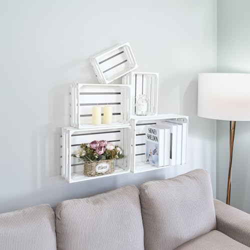 Large Wooden Crates (Whitewashed-5PCS)
