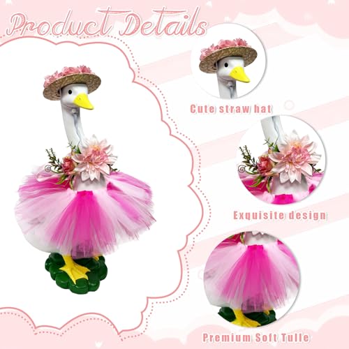 Porch Goose Outfits Statue Outdoor Decor (flower hat goose)