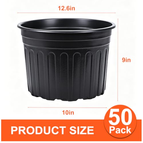50 Pack 5 Gallon Black Flexible Flower Plant Nursery Pots (5 gallon / 50P)