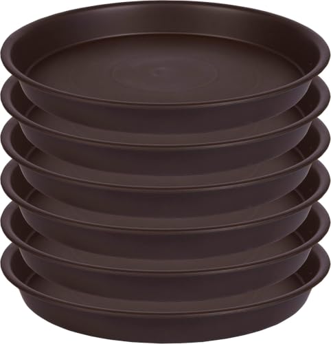 6 Pack Plant Saucer Drainage Tray (6" / Dark Brown)