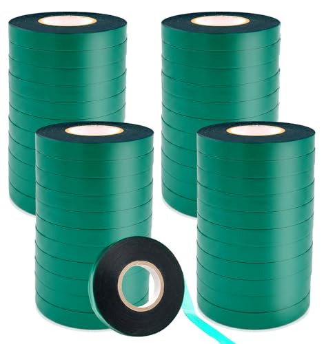 48 Rolls 150 Feet Stretch Tie Tape 0.5 Inch Garden Tie Tape Thick Plant Ribbon Garden Green Vinyl Stake for Indoor Outdoor Patio Plant Use