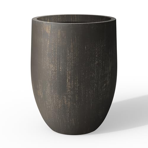 Large Round Bullet Vintage BRN Concrete Planter 21.7" Tall (Antique Bronze / 21.7" h)