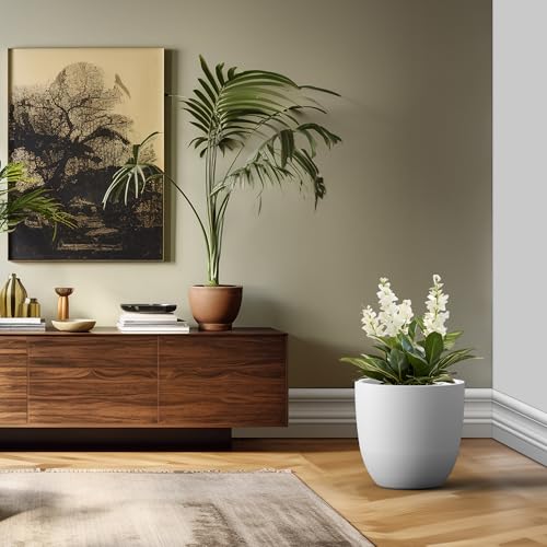 18" Dia Round Concrete Planter (Pure White / 18"d)