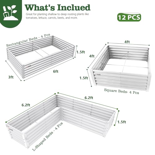Anleolife 12 Bed Rectangle (Set of 12 / Bloom-white)