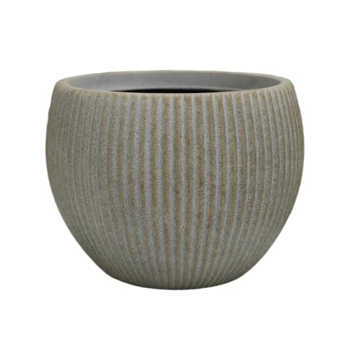 10.2"Dia x 7.8"H Modern Ribbed Plastic Planter Pot with Drainage (Vintage Sandstone-10.2"d X 7.8"h)