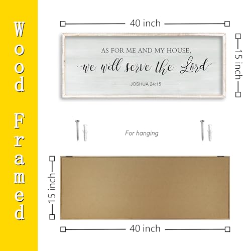 As for Me and My House We Will Serve the Lord Wall Decor 40"×15" White (40"L x 15"W / As for Me and My House (White))