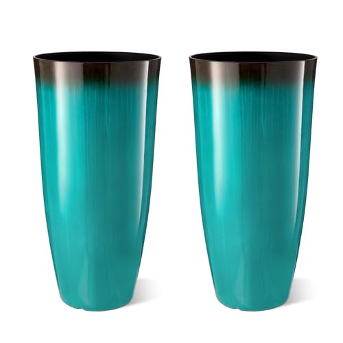30" H Tall Outdoor Planter (30" H / Gradient Turquoise)