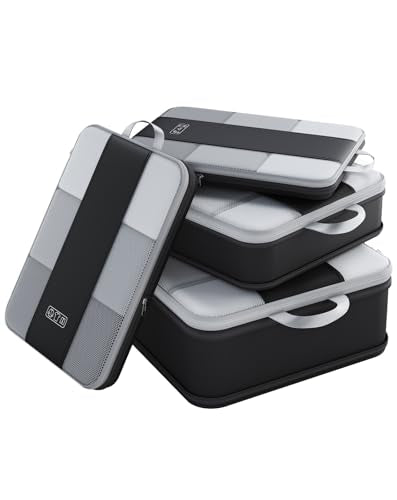 4 Set Compression Packing Cubes for Travel Essentials (Black)