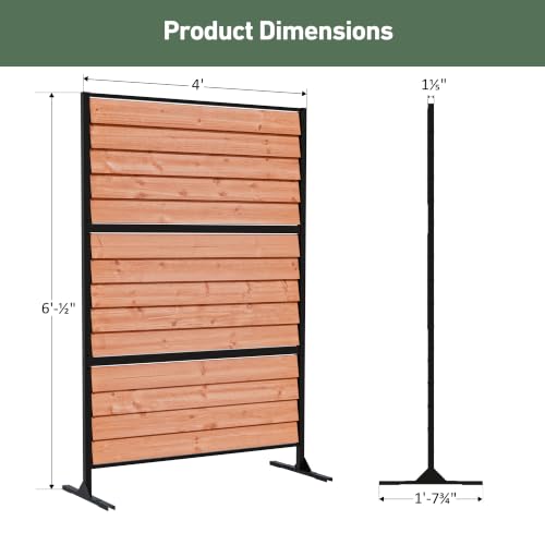 Modern Shade 6x4 ft Louvered Wood Privacy Fence Panel with Louverd Slats (6' x 4' / 3 Panel)