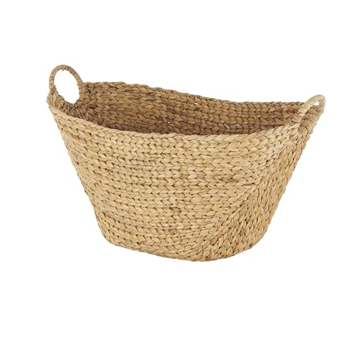 Seagrass Handmade Decorative and Functional Storage Basket Woven Basket Organizer with Ring Handles (31" x 19" x 19" / Brown)