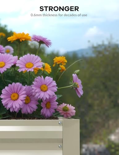 2PCS 8x4x2ft Galvanized Raised Garden Bed Outdoor (Beige-rect. / 8x4x2ft 2pcs)
