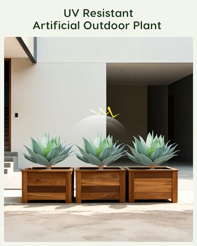 Outdoor Faux Plants UV Resistant Fake Agave Plant Artificial for Indoor and Outdoor Decor (Green-2 Pack)