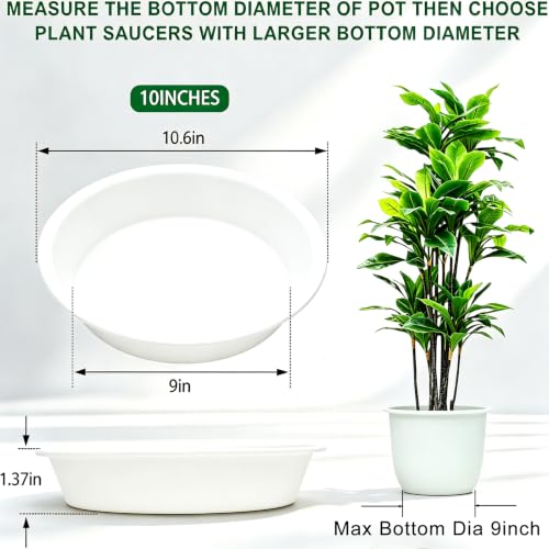 3 Pack Plant Saucer Heavy Duty Sturdy Drip Trays for Indoor and Outdoor (White / 10 inch)