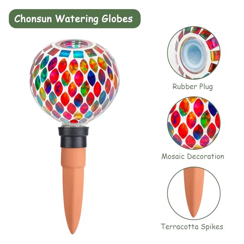 Mosaic Plant Watering Globes 2 Pack Terracotta Watering Spikes (Red+blue)