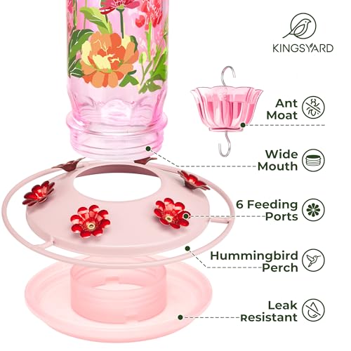 2 Pack Hummingbird Feeders for Outdoor Hanging (Pink)