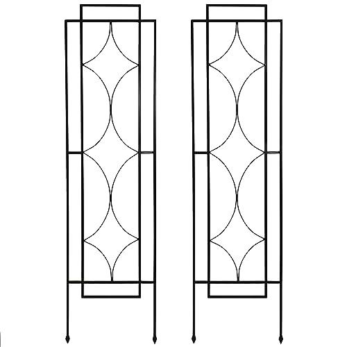 Sunnydaze 60" Black Metal Garden Trellis for Climbing Plants (Chic Diamonds - 60")