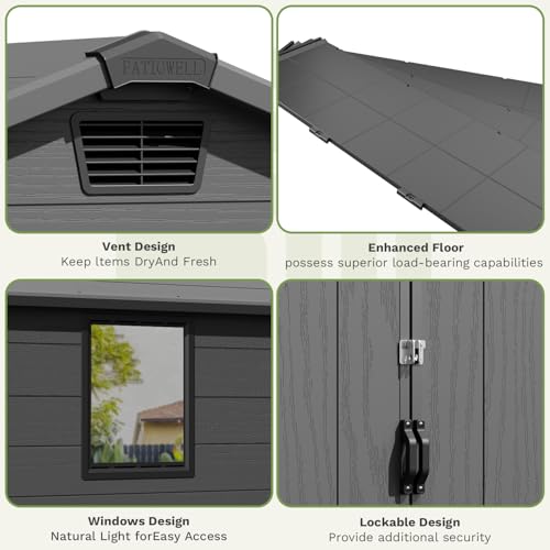 Outdoor Plastic Storage Shed 6x6 FT (Dark Grey / 6x6)