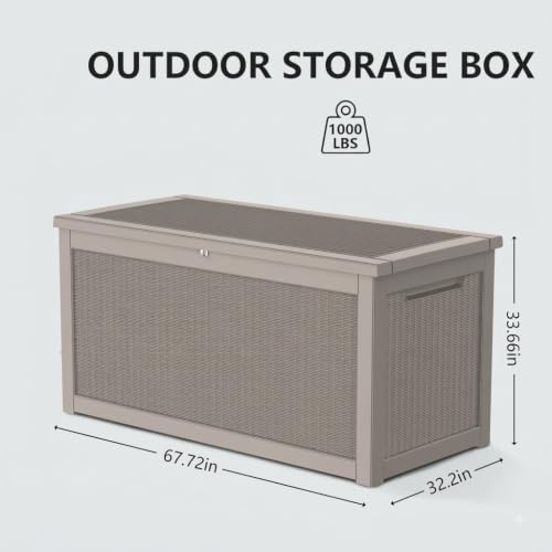 325 Gallon Outdoor Storage Box Waterproof Lockable Resin Deck Box Large (Grey / 325 Gallon)