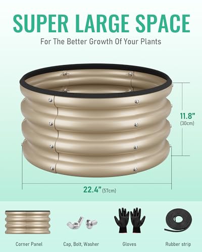 Round Raised Garden Bed Set (White)