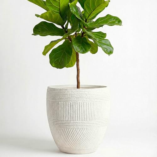 15" Textured Drum Outdoor Planter (White Granite / Drum)