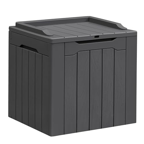 31 Gallon Resin Deck Box All Weather Outdoor Storage Boxes for Patio Furniture Set (Gray / 31 Gallon)
