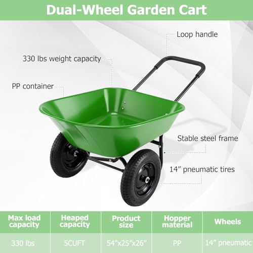 Dual Wheel Wheelbarrow (Bright Green)