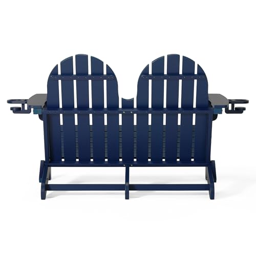 Outdoor Patio HDPE Adirondack Garden Skinny Bench (Navy Blue / 49.5IN)