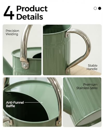 Metal Watering Can for Indoor Outdoor Plant 1 (Creamy Green)