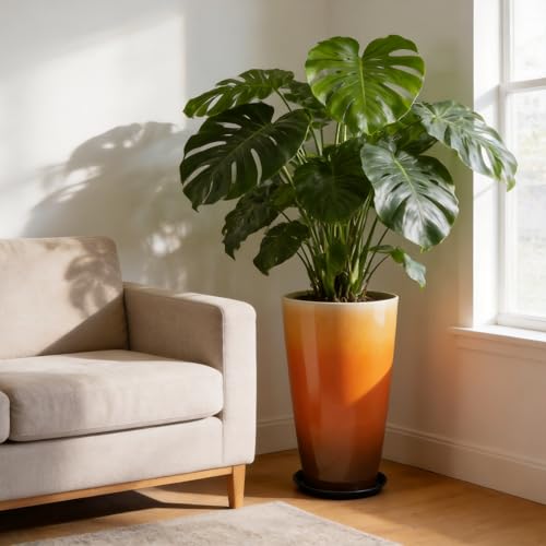 21 inch Tall Planters for Outdoor & Indoor Plants (Orange)