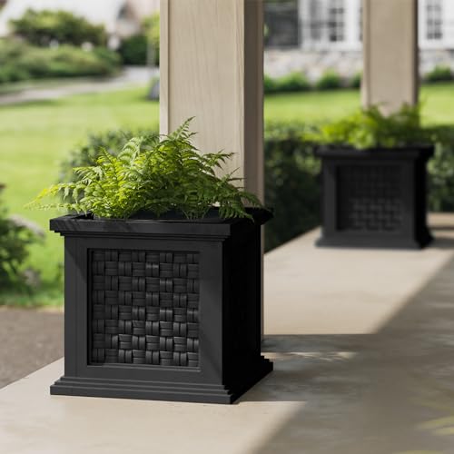 Rattan Style Outdoor Planter Box (Black)