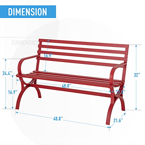 Outdoor Garden Bench (Red-slat)