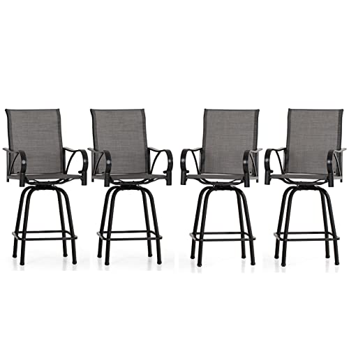 Outdoor Bar Stools 360°Swivel Set of 4 (Dark Gray / 4 Piece)