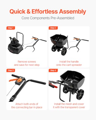 Broadcast Spreader 15 lbs Capacity Hopper Walk (15LB / Black)