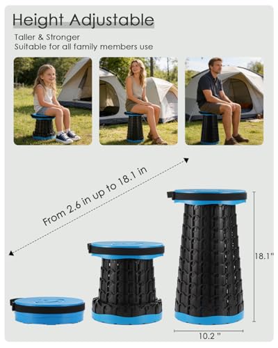 18 in Collapsible Stool with Cushion (Blue)