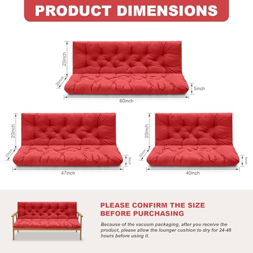 Porch Swing Cushions (Red / 60x 40 inches)