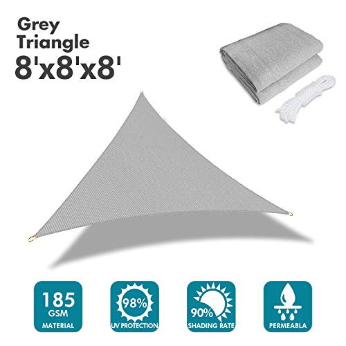 8'x8'x8' Sun Shade Sail Gray Curved Triangle (Gray / 0 8' X 0 8' X 0 8')