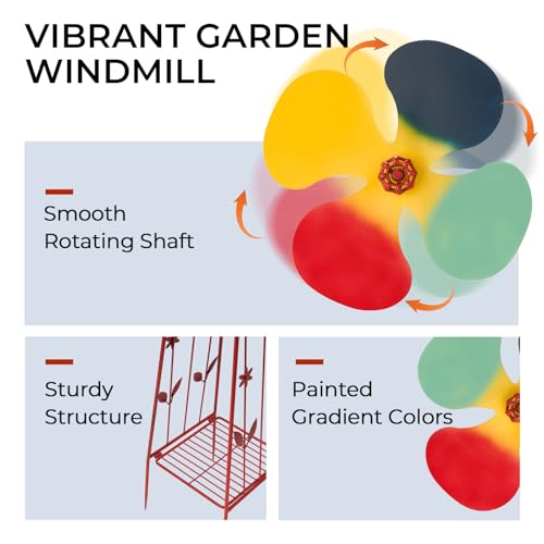 8FT Ornamental Windmill for Yard (6.2ft-red)