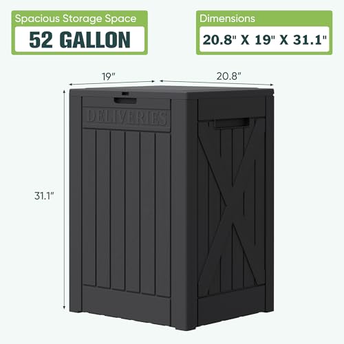 52 Gallon Large Outdoor Package Delivery Box (Black / 52 Gallon)
