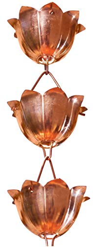 Pure Copper Lotus Cup Rain Chains for Gutters