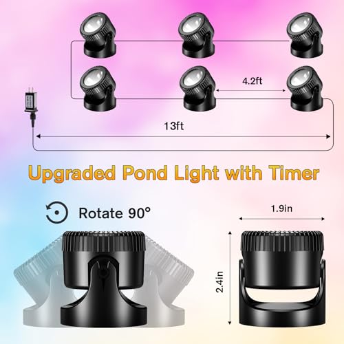 LED Underwater Pond Lights 6 (6 Warm White Lights-Corded Electric)