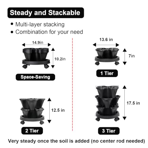Vertical Planter Tower (Black / 3 Tier)