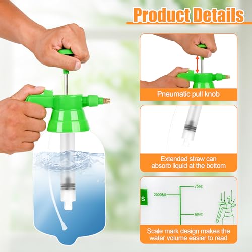 3Pcs 1 2 Gallon Hand Pump Sprayer with Adjustable Nozzle (Green / 1/2 Gallon)