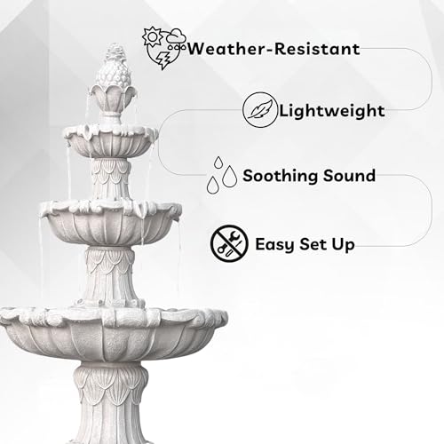 58.3" 3 Tier Outdoor Freestanding Water Fountain (White)