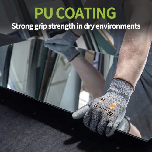 12 Pairs ANSI A4 Cut Resistant Gloves (Grey A4 / Small)